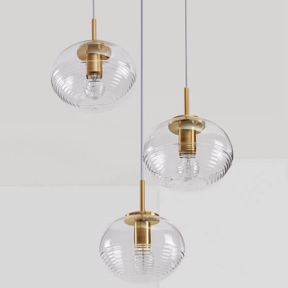 Salonowa lampa wisząca Haina kaskada złota przezroczysta