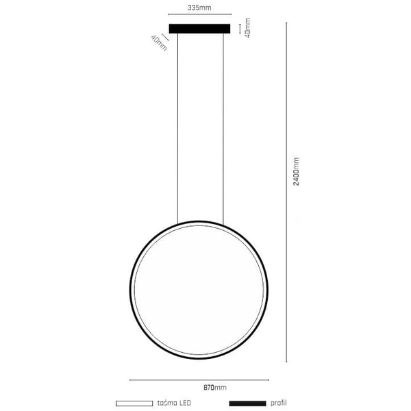 Ledowa lampa wisząca Agaro 5310 27W 3000K do przedpokoju czarna