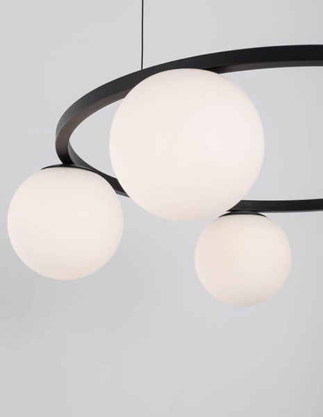 Loftowa lampa wisząca Ubeda LED 35W 3200K pierścień z kulami czarny biały