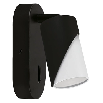 Ścienna lampa tuba Zebra 04216 Ideus z włącznikiem punktowa czarna biała