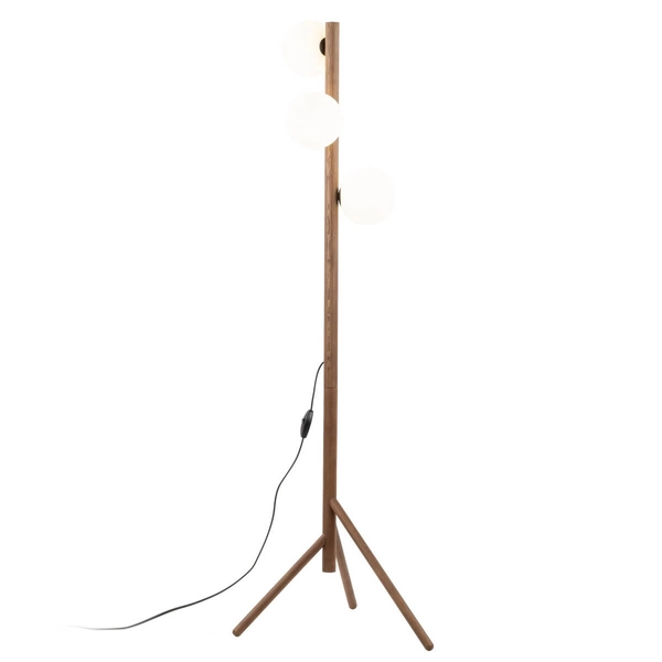 Lampa podłogowa do salonu Estera 16045 kulki drewniana biała