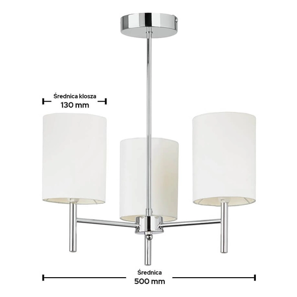 Potrójna lampa sufitowa BRIO-3CH Endon okrągłe klosze białe chrom