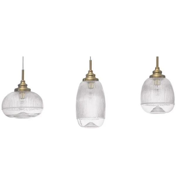 Szklana lampa wisząca MOND LE41847 potrójna złoty przezroczysty