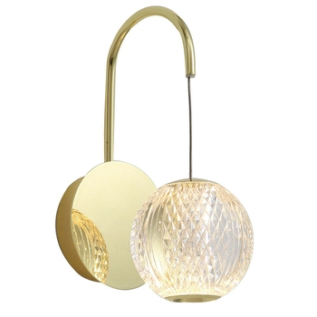 Kinkiet LAMPA glamour ROSARIO WL-12220121-1A-GD Italux okrągła OPRAWA ścienna LED 4,2W 3000K szklana przezroczysta