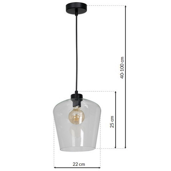 Lampa wisząca SANTIAGO MLP6605 szklana skandynawski czarny przezroczysty