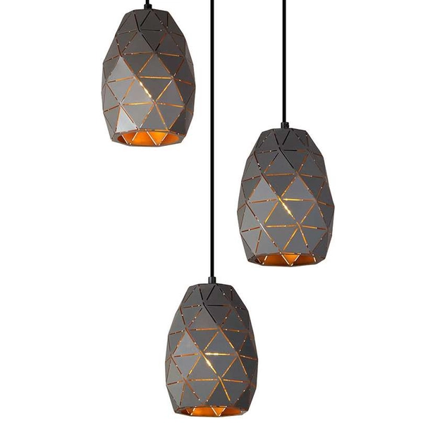 LAMPA wisząca HARLEY MDM-3480/3A GR+GD Italux kaskada OPRAWA metalowa ZWIS geometryczny grafitowy złoty szampański