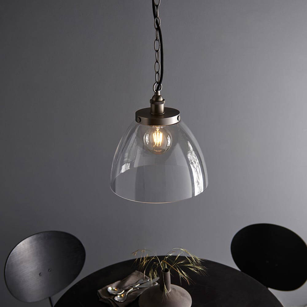 Szklana lampa wisząca Hansen Grand 106896 na łańcuchu srebrna przezroczysta