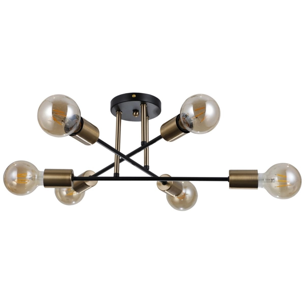 Salonowa lampa sufitowa Formio PND-4052-6-BL-HBR Italux czarna mosiądz