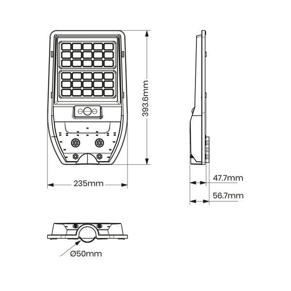 Lampa zewnętrzna Via EKO9093 Ekolight LED 50W 6000K solarna IP65 czarna