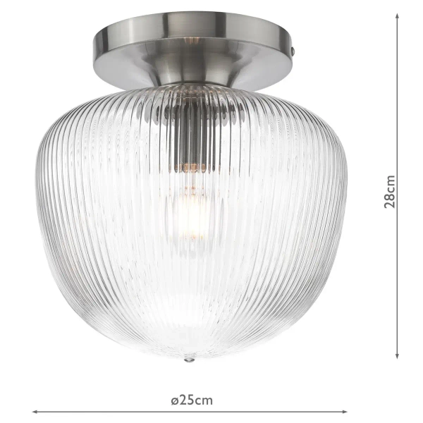 Szklana lampa sufitowa do jadalni Abrielle ABR5208 ryflowany nikiel