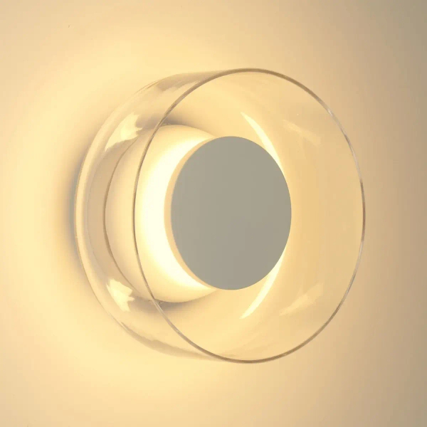 Kinkiet ścienny art deco DONUT ST-5072W biały szklany metalowy LED 6W do sypialni