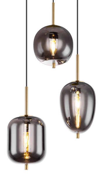 Lampa wisząca Blacky 15345-3MM kaskada mosiądz przydymiona