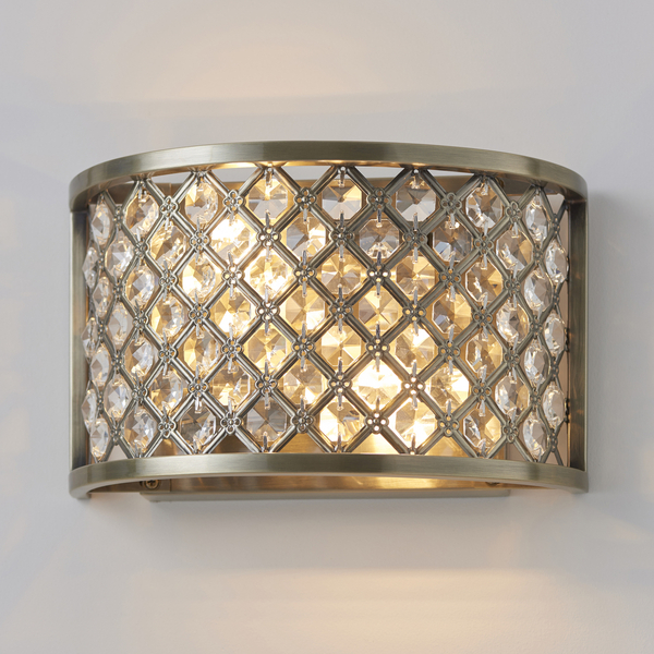 Kryształowy kinkiet Hudson 70559 Endon crystal antyczy mosiądz