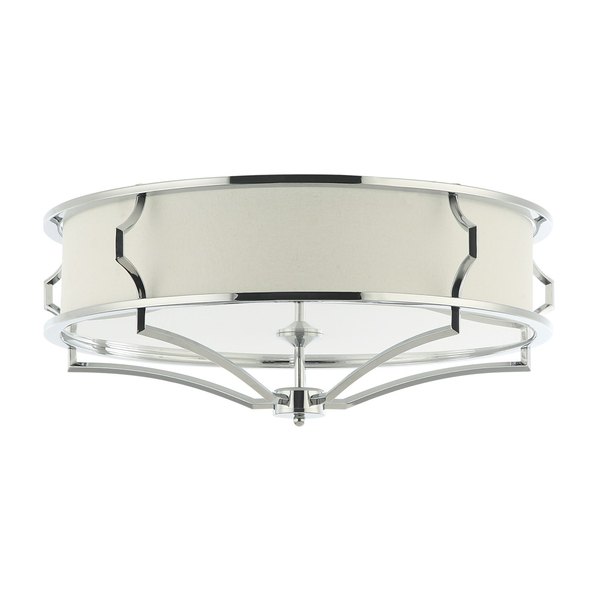 Klasyczna LAMPA sufitowa Stesso PL Cromo L Orlicki Design abażurowa OPRAWA plafon okrągły biały kremowy