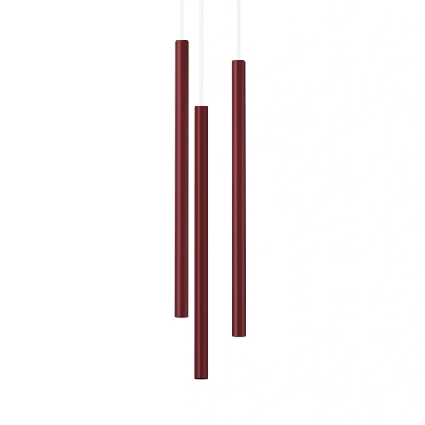 Wisząca burgundowa lampa SOPEL 3xG9 tuby do gabinetu 41831
