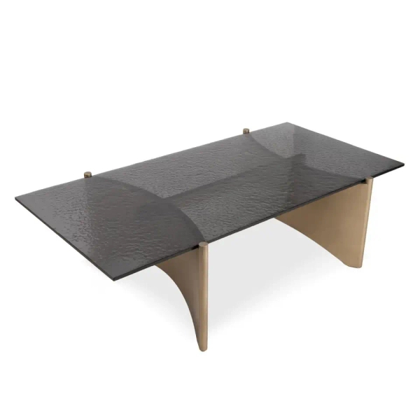 Czarna ława MANTA MM001501100394 złota szklana do salonu 130x70cm