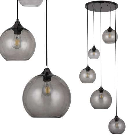 Wisząca LAMPA skandynawska TANESHA 6440 Rabalux loftowa OPRAWA szklany ZWIS kaskada kule balls metaliczna czarna