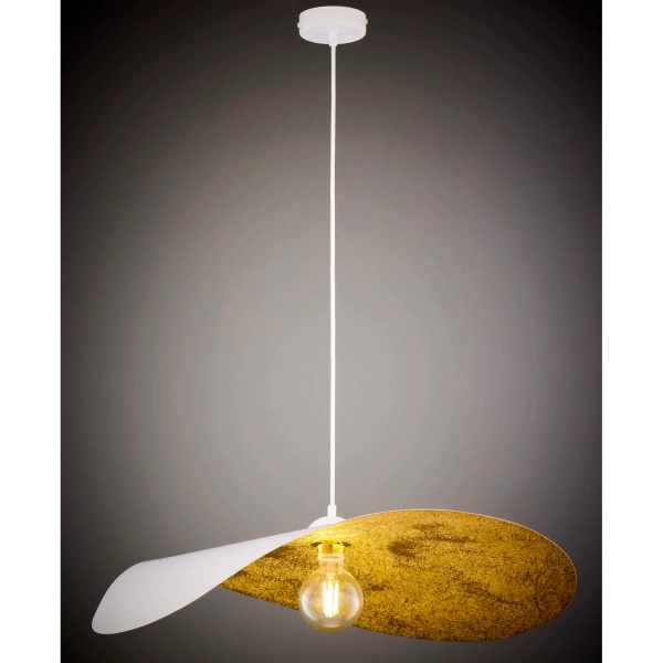 Wisząca falowana lampa LEAF biała złota 1xE27 kapelusz 41921
