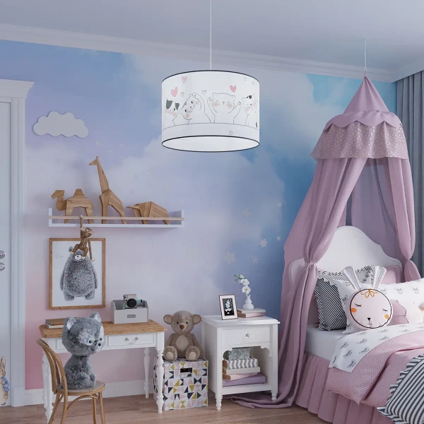 Lampa wisząca do pokoju dziecięcego CAT SL.1419 z abażurem kolorowa
