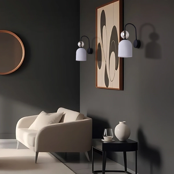 Naścienny nocny kinkiet Sophia Cognac 11587 na wysięgniku biały