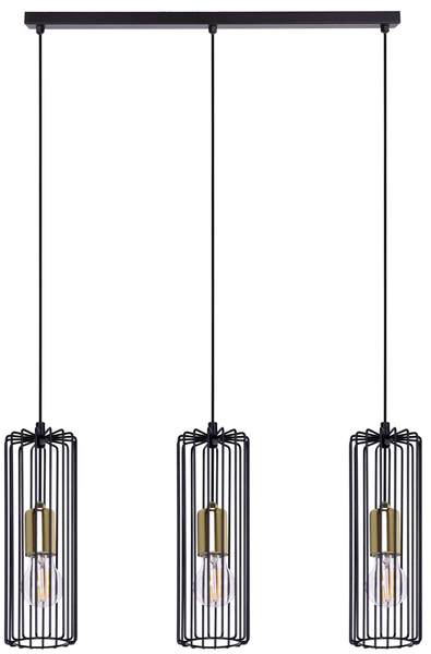 Lampa wisząca Gabia K-4936 druciak nad wyspę czarny złoty