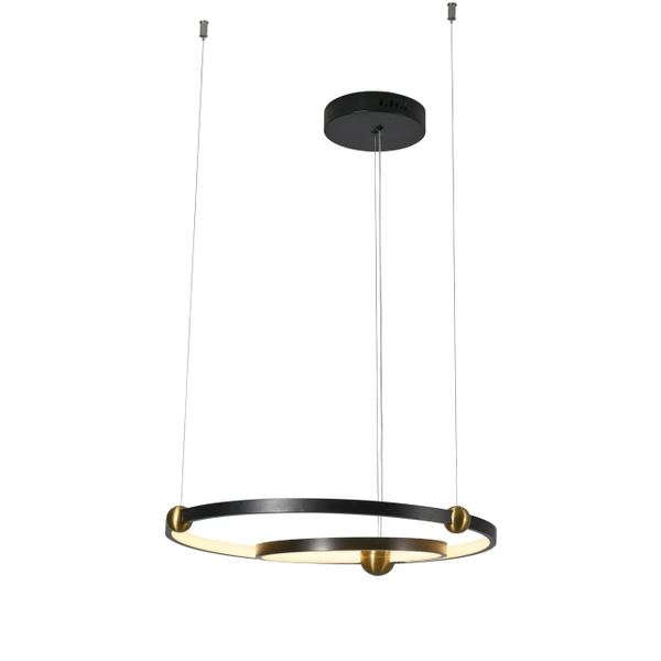Ledowa lampa wisząca Kido PL0138 Yaskr LED 32W 3000K ring mosiądz czarna