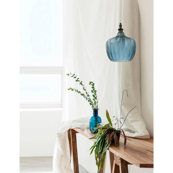 Szklana lampa wisząca nad stół BURGOS LE41917 niebieski czarny