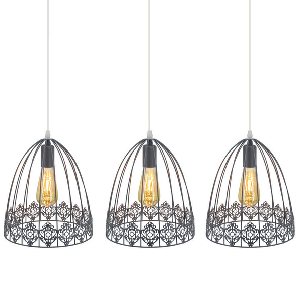 Industrialna LAMPA wisząca Klatka 6802/3 ZWIS - 02 Elem metalowa OPRAWA loftowy ZWIS druciane klatki szare