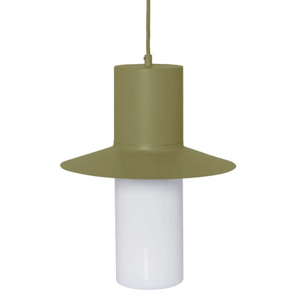 Jadalniana lampa wisząca Caponio CPA11414P0 kapelusz oliwkowy biały