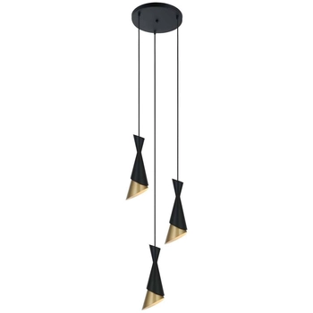 Wisząca LAMPA industrialna MALIA PND-85949-3 BK+GD Italux metalowa OPRAWA kaskada ZWIS loftowy czarny złoty