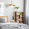 Wisząca lampa drewniana Orbit QN-ORBIT-P-M-TEAK kula brązowy biały