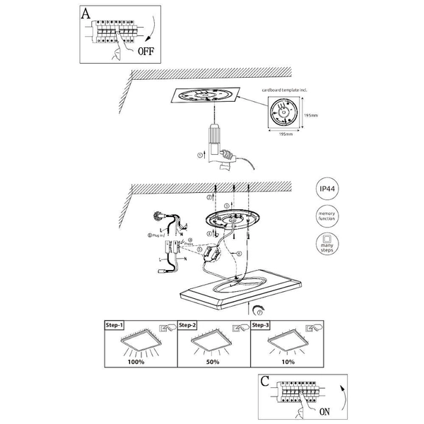 LAMPA sufitowa SAPANA 41563-18B Globo kwadratowa LED 18W 3000K do łazienki IP44 czarna