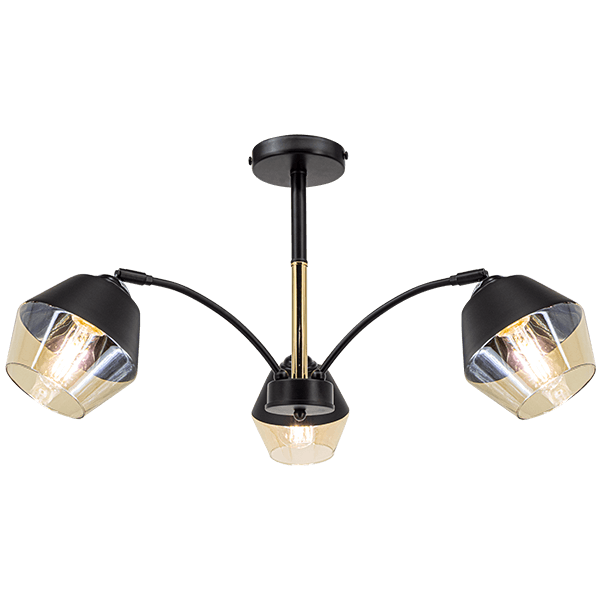 Nowoczesna lampa sufitowa 2202/3 BL TR szklana czarna złota