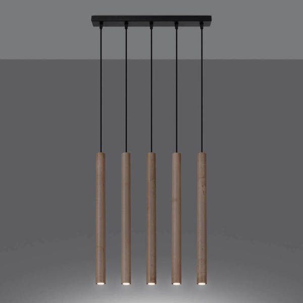 Zwisająca lampa Pastelo SL.1269 tuba drewniana czarna