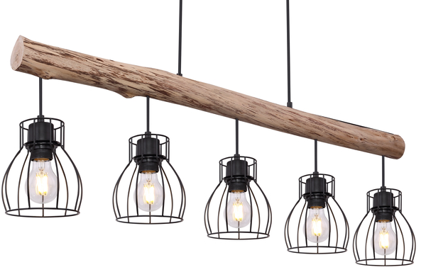 Wisząca lampa drewniana Mina 15326-5N czarna drewniana
