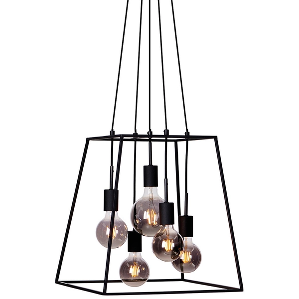 Loftowa LAMPA wisząca ALMODOVI PND-11532-5-BL Italux metalowa OPRAWA zwis klatka czarna
