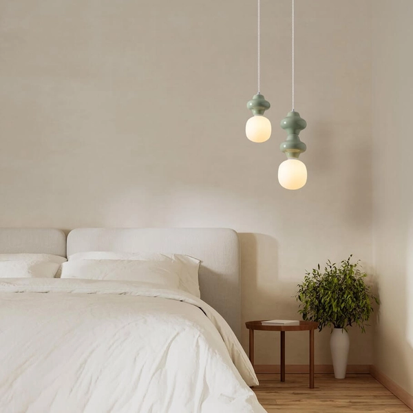 Ceramiczna lampa wisząca VILROSA LE44562 do kuchni zielona biała