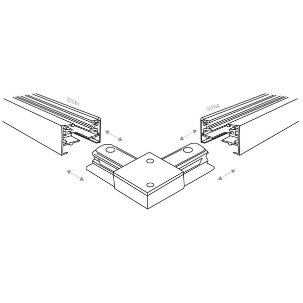 Szynoprzewodowe 1-fazowe złącze kątowe Tracer 4070 TK Lighting metalowe czarne