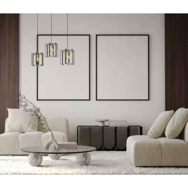 Wisząca lampa potrójna Primero PND-44003-3-BK-GD złota czarna