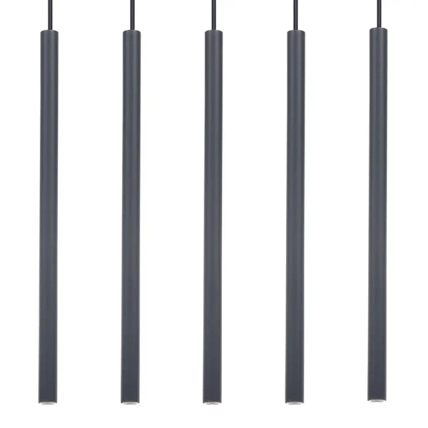 Podłużna lampa wisząca Sopel 5 41458 nad stół grafitowy
