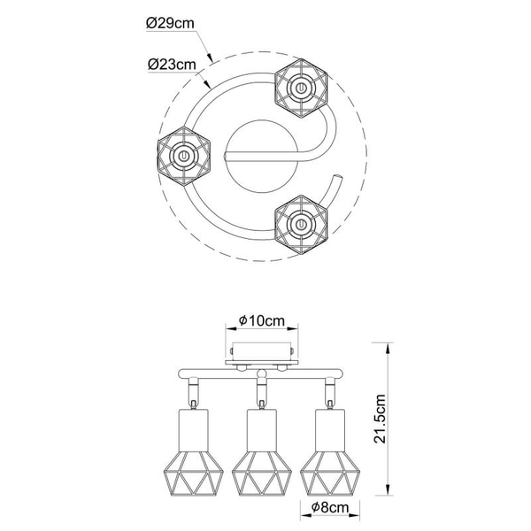 Przysufitowa lampa kierunkowa Xara 54802S-3H czarna drewno