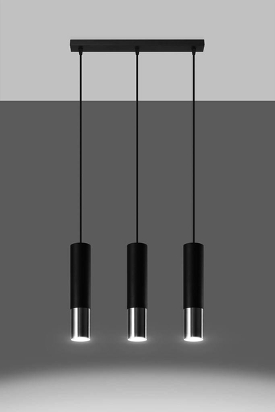 Modernistyczna LAMPA wisząca SL.0942 loftowa OPRAWA metalowe tuby zwis czarny chrom