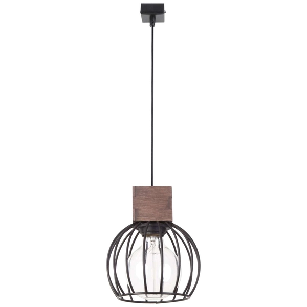 LAMPA wisząca MILAN 31570 Sigma industrialna OPRAWA metalowa klatka ZWIS druciany drewno brązowy