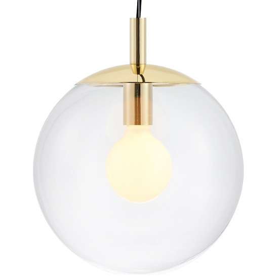 Wisząca LAMPA hygge ALUR S 10736109 Kaspa szklana OPRAWA kulisty ZWIS skandynawski kula ball złota przezroczysta