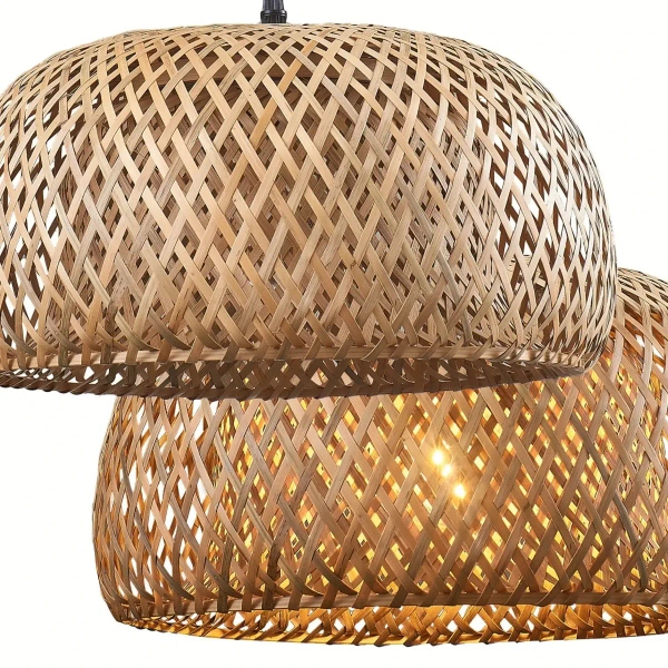 Lampa wisząca bambusowa Korfu 329110 do sypialni brązowa czarna