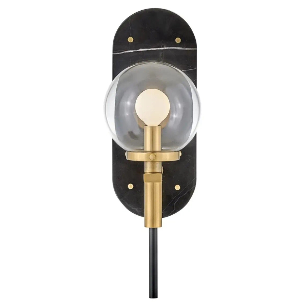 Kulista lampa ścienna Gilda QN-GILDA-WB1-BK szklana kula mosiądz czarny