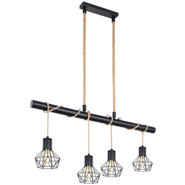 LAMPA wisząca PRISKA 54017-4H Globo belka OPRAWA skandynawska ZWIS liny brązowe czarne