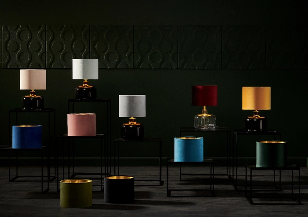 Biurkowa LAMPKA stojąca LORA 41052116 Kaspa stołowa LAMPA klasyczna szklana abażurowa czarna różowa