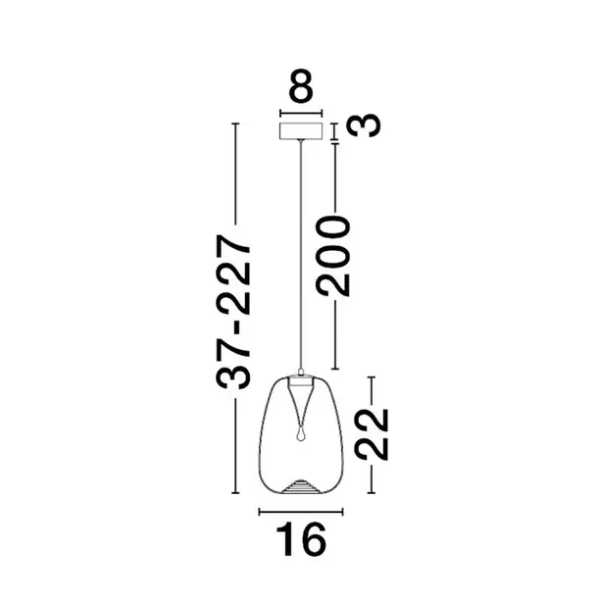 Owalna lampa wisząca JAREVIA LE45125 LED 3W 3000K szklana złota