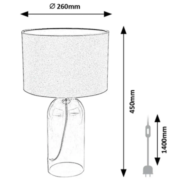 Stołowa lampa do salonu Luxin 74048 szklana dymiona tuba szary